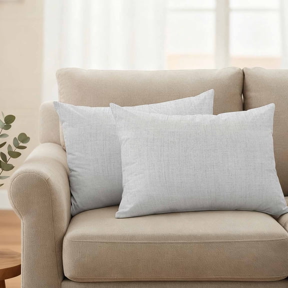 Pack of 2 Outdoor Pillow Covers 20x12 Inch Waterproof White Burlap Texture Throw Pillow Covers,Decorative Couch Pillow Shams Protectors Farmhouse Vintage White Patio Garden Pillowcases Cushion Covers