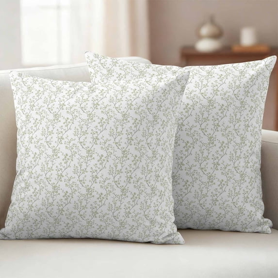 Pack of 2 Outdoor Pillow Covers 20x20 Inch Waterproof Sage Green Botanical Throw Pillow Covers,Decorative Couch Pillow Case Sham Plant Flower Floral Tree Branch Patio Garden Pillowcases Cushion Cover