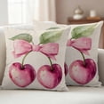 thumbnail image 1 of Pack of 2 Outdoor Pillow Covers 24x24 Inch Waterproof Cherry Fruit Throw Pillow Covers,Decorative Couch Pillow Shams Protectors Spring Botanicals Bow Idyllic Country Leaf Patio Cushion Pillowcases, 1 of 8