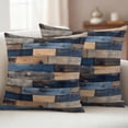 thumbnail image 1 of Pack of 2 Outdoor Pillow Covers 24x24 Inch Waterproof Navy Blue Brown Wood Throw Pillow Covers,Decorative Couch Pillow Shams Protectors Farmhouse Vintage Wooden Patio Pillowcases Cushion Covers, 1 of 8