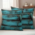 thumbnail image 1 of Pack of 2 Outdoor Pillow Covers 24x24 Inch Waterproof Teal Brown Wood Throw Pillow Covers,Decorative Couch Pillow Shams Protectors Vintage Chic Shabby Plank Patio Garden Pillowcases Cushion Covers, 1 of 8