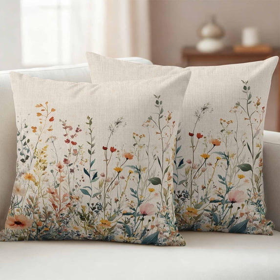 Pack of 2 Outdoor Pillow Covers 24x24 Inch Waterproof Vintage Botanical Throw Pillow Covers,Decorative Couch Pillow Case Sham Spring Floral Summer Botanical Rustic Patio Pillowcases Cushion Cover