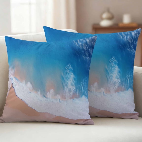 Pack of 2 Outdoor Pillow Covers 26x26 Inch Waterproof Blue Coastal Throw Pillow Covers,Decorative Couch Pillow Case Sham Summer Beach Seaside Ocean Nautical Patio Garden Pillowcases Cushion Covers