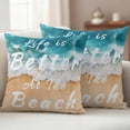 thumbnail image 1 of Pack of 2 Outdoor Pillow Covers 26x26 Inch Waterproof Summer Beach Blue Throw Pillow Covers,Decorative Couch Pillow Shams Protectors Life Is Better at The Beach Patio Pillowcases Cushion Covers, 1 of 8