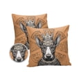 thumbnail image 1 of Pack of 2 Outdoor Pillow Covers, Abstract Black Dog Wearing a Crown Brown Texture Waterproof Square Throw Pillowcase Cushion Decorative Pillow Covers for Couch Patio Tent, 24x24 in, 1 of 6