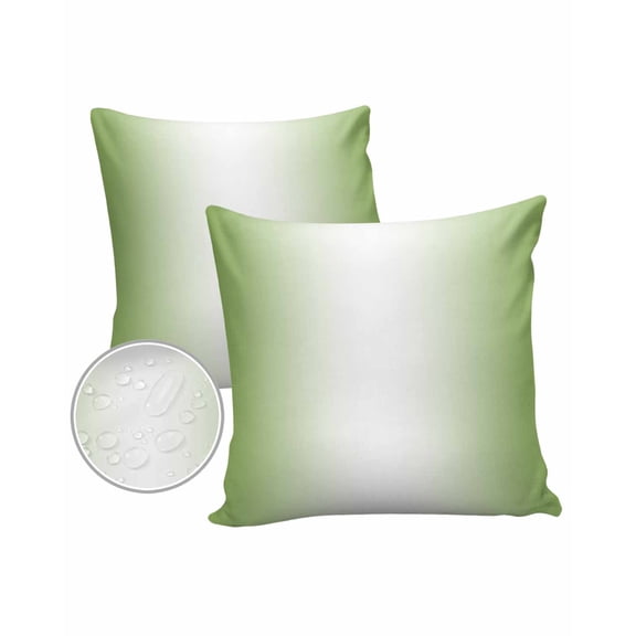 Pack of 2 Outdoor Pillow Covers, Abstract Ombre Emerald Green and White Gradient Waterproof Square Throw Pillowcase Cushion Decorative Pillow Covers for Couch Patio Tent, 26x26 in