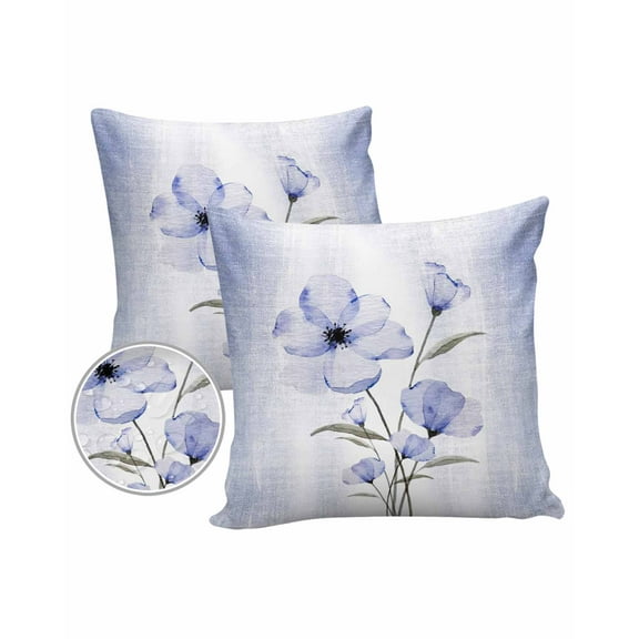 Pack of 2 Outdoor Pillow Covers, Abstract Ombre Purple Flowers Floral Waterproof Square Throw Pillowcase Cushion Decorative Pillow Covers for Couch Patio Tent, 26x26 in
