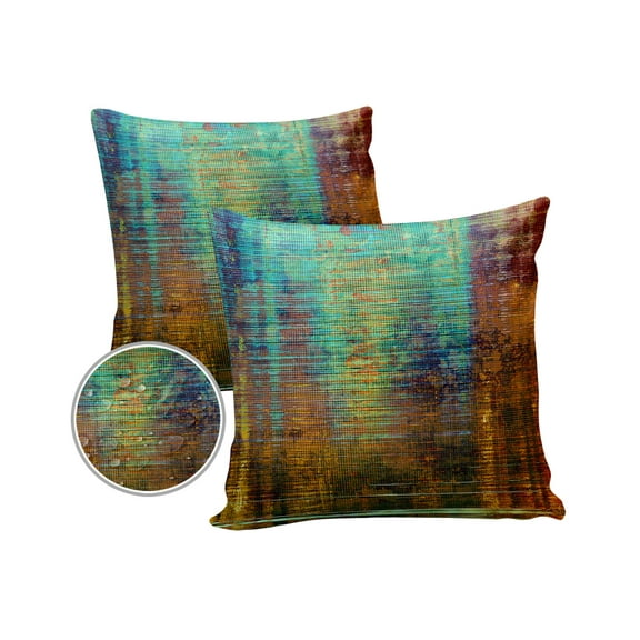 Pack of 2 Outdoor Pillow Covers, Abstract Paint Art Graffiti Waterproof Square Throw Pillowcase Cushion Decorative Pillow Covers for Couch Patio Tent, 16x16 in