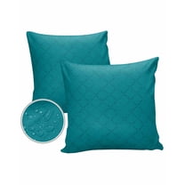 Pack of 2 Outdoor Pillow Covers, Abstract Teal Diamond Plaid Texture Waterproof Square Throw Pillowcase Cushion Decorative Pillow Covers for Couch Patio Tent, 16x16 in