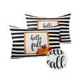 thumbnail image 1 of Pack of 2 Outdoor Pillow Covers, Autumn Pumpkin Maple Leaves Black White Stripes Waterproof Square Throw Pillowcase Cushion Decorative Pillow Covers for Couch Patio Tent, 20x12 in, 1 of 1