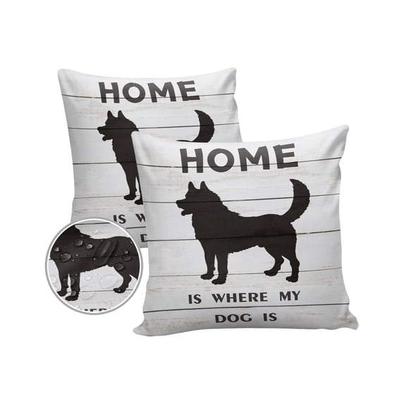 Pack of 2 Outdoor Pillow Covers, Black German Sepherd Wood Grain Waterproof Square Throw Pillowcase Cushion Decorative Pillow Covers for Couch Patio Tent, 18x18 in