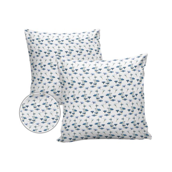 Pack of 2 Outdoor Pillow Covers, Blue Abstract Floral Pave Pattern Waterproof Square Throw Pillowcase Cushion Decorative Pillow Covers for Couch Patio Tent, 18x18 in