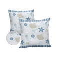 thumbnail image 1 of Pack of 2 Outdoor Pillow Covers, Blue and Brown Starfish Seashell Jellyfish Coral Waterproof Square Throw Pillowcase Cushion Decorative Pillow Covers for Couch Patio Tent, 16x16 in, 1 of 6