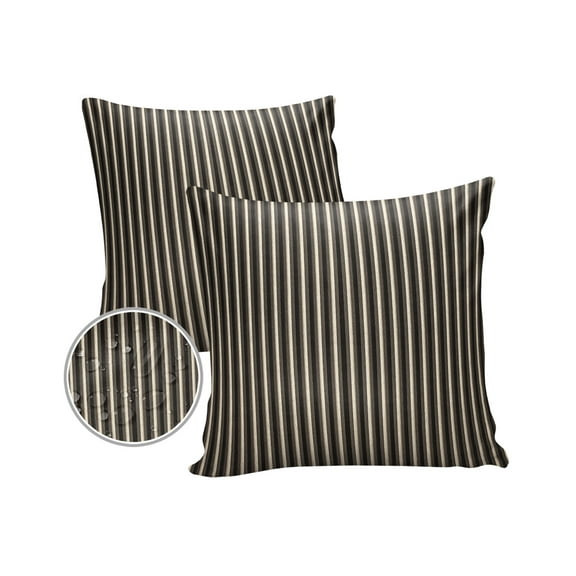 Pack of 2 Outdoor Pillow Covers, Brown Stripes Texture Waterproof Square Throw Pillowcase Cushion Decorative Pillow Covers for Couch Patio Tent, 16x16 in