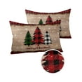 thumbnail image 1 of Pack of 2 Outdoor Pillow Covers, Buffalo Check Plaid Merry Christmas Trees on Retro Wooden Board Waterproof Square Throw Pillowcase Cushion Decorative Pillow Covers for Couch Patio Tent, 20x12 in, 1 of 6