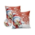 thumbnail image 1 of Pack of 2 Outdoor Pillow Covers, Christmas Cute Snowman Rabbit Tree Orange Background Waterproof Square Throw Pillowcase Cushion Decorative Pillow Covers for Couch Patio Tent, 16x16 in, 1 of 6