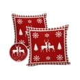 thumbnail image 1 of Pack of 2 Outdoor Pillow Covers, Christmas Elk Snowflakes Silhouette Buffalo Check Red and White Waterproof Square Throw Pillowcase Cushion Decorative Pillow Covers for Couch Patio Tent, 20x20 in, 1 of 6