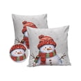 thumbnail image 1 of Pack of 2 Outdoor Pillow Covers, Christmas Snowman with Cap Xmas Tree Snowflake Grey Waterproof Square Throw Pillowcase Cushion Decorative Pillow Covers for Couch Patio Tent, 20x20 in, 1 of 6