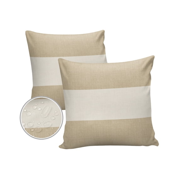 Pack of 2 Outdoor Pillow Covers, Country Retro Vintage Linen Texture Waterproof Square Throw Pillowcase Cushion Decorative Pillow Covers for Couch Patio Tent, 20x20 in
