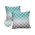 thumbnail image 1 of Pack of 2 Outdoor Pillow Covers, Cyan Turquoise Gray Gradient Retro Morocco Pattern Waterproof Square Throw Pillowcase Cushion Decorative Pillow Covers for Couch Patio Tent, 20x20 in, 1 of 6