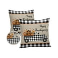 thumbnail image 1 of Pack of 2 Outdoor Pillow Covers, Fall Thanksgiving Turkey Pumpkin in Black and White Buffalo Plaid Truck Waterproof Square Throw Pillowcase Cushion Decorative Pillow Covers for Couch Patio, 18x18 in, 1 of 6