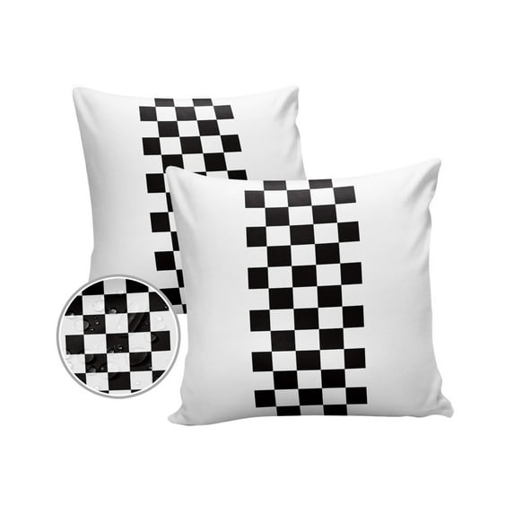 Pack of 2 Outdoor Pillow Covers, Farmhouse Black White Square Buffalo Plaid Waterproof Square Throw Pillowcase Cushion Decorative Pillow Covers for Couch Patio Tent, 20x20 in