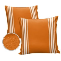 Pack of 2 Outdoor Pillow Covers, Farmhouse Orange White Stripe Waterproof Square Throw Pillowcase Cushion Decorative Pillow Covers for Couch Patio Tent, 20x20 in