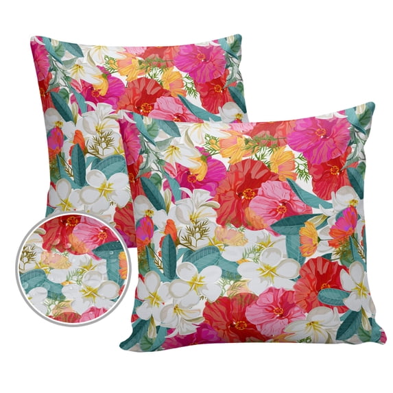 Pack of 2 Outdoor Pillow Covers, Flower Gardenia in Full Bloom Waterproof Square Throw Pillowcase Cushion Decorative Pillow Covers for Couch Patio Tent, 20x20 in