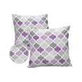 thumbnail image 1 of Pack of 2 Outdoor Pillow Covers, Geometric Morocco Quatrefoil Lattice Purple Grey Waterproof Square Throw Pillowcase Cushion Decorative Pillow Covers for Couch Patio Tent, 18x18 in, 1 of 6
