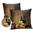 thumbnail image 1 of Pack of 2 Outdoor Pillow Covers, Glasses Wine Grapes Wine Barrels on Rustic Wooden Grain Waterproof Square Throw Pillowcase Cushion Decorative Pillow Covers for Couch Patio Tent, 26x26 in, 1 of 6