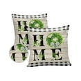thumbnail image 1 of Pack of 2 Outdoor Pillow Covers, HOME Farmhouse Wreath Black White Plaid Wood Grain Waterproof Square Throw Pillowcase Cushion Decorative Pillow Covers for Couch Patio Tent, 24x24 in, 1 of 6