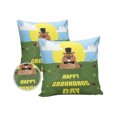 thumbnail image 1 of Pack of 2 Outdoor Pillow Covers, Happy Groundhog Day Funny Groundhog Waterproof Square Throw Pillowcase Cushion Decorative Pillow Covers for Couch Patio Tent, 16x16 in, 1 of 6