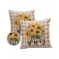 thumbnail image 1 of Pack of 2 Outdoor Pillow Covers, Hello Spring Yellow Sunflowers Brown Plaid Waterproof Square Throw Pillowcase Cushion Decorative Pillow Covers for Couch Patio Tent, 26x26 in, 1 of 6