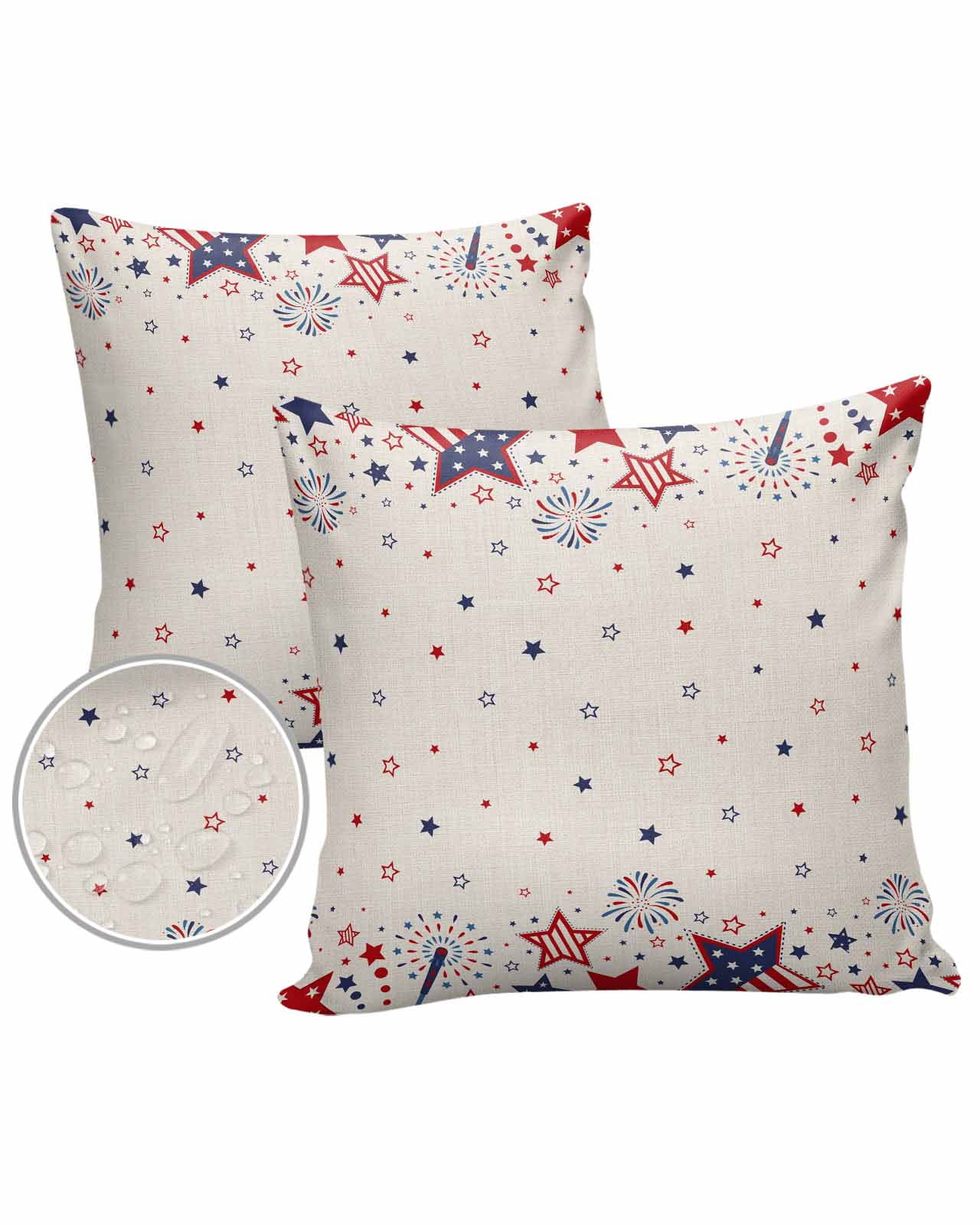 Pack of 2 Outdoor Pillow Covers, Independence Day Vintage Star