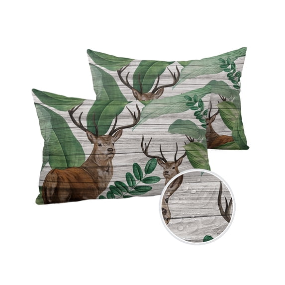 Pack of 2 Outdoor Pillow Covers, Ins Nordic Banana Leaf Tropical Plant Nature Wood Grain Waterproof Square Throw Pillowcase Cushion Decorative Pillow Covers for Couch Patio Tent, 20x12 in