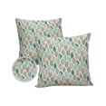 thumbnail image 1 of Pack of 2 Outdoor Pillow Covers, Leaves Specimens Teal Green Grey Burlap Background Waterproof Square Throw Pillowcase Cushion Decorative Pillow Covers for Couch Patio Tent, 24x24 in, 1 of 6