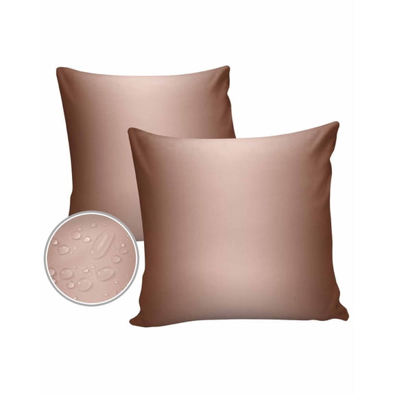 Pack of 2 Outdoor Pillow Covers, Maroon Brown Ombre Solid Color Gradient Modern Art Waterproof Square Throw Pillowcase Cushion Decorative Pillow Covers for Couch Patio Tent, 26x26 in