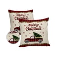 thumbnail image 1 of Pack of 2 Outdoor Pillow Covers, Merry Christmas Buffalo Check Plaid Truck Tree Xmas Snowflake Waterproof Square Throw Pillowcase Cushion Decorative Pillow Covers for Couch Patio Tent, 20x20 in, 1 of 6