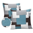 thumbnail image 1 of Pack of 2 Outdoor Pillow Covers, Mid Century Absrtact Geometric Blue Brown Gery Waterproof Square Throw Pillowcase Cushion Decorative Pillow Covers for Couch Patio Tent, 16x16 in, 1 of 6