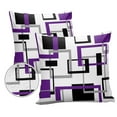 thumbnail image 1 of Pack of 2 Outdoor Pillow Covers, Modern Abstract Art Black Purple Geometric Line Waterproof Square Throw Pillowcase Cushion Decorative Pillow Covers for Couch Patio Tent, 16x16 in, 1 of 6