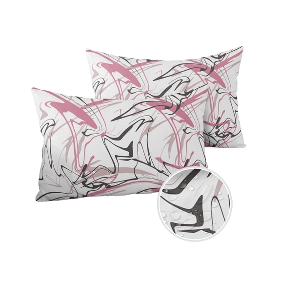 Pack of 2 Outdoor Pillow Covers, Modern Abstractionism Art Gorgeous Lines Waterproof Square Throw Pillowcase Cushion Decorative Pillow Covers for Couch Patio Tent, 20x12 in