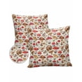 thumbnail image 1 of Pack of 2 Outdoor Pillow Covers, Mushroom Spring Summer Plant Leaves Vintage Waterproof Square Throw Pillowcase Cushion Decorative Pillow Covers for Couch Patio Tent, 20x20 in, 1 of 6