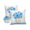 thumbnail image 1 of Pack of 2 Outdoor Pillow Covers, Myosotis Forget Me Not Flower in Glass Bottle Blue Plaid Waterproof Square Throw Pillowcase Cushion Decorative Pillow Covers for Couch Patio Tent, 24x24 in, 1 of 6