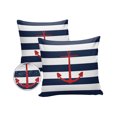 thumbnail image 1 of Pack of 2 Outdoor Pillow Covers, Nautical Anchor Navy Blue and White Striped Waterproof Square Throw Pillowcase Cushion Decorative Pillow Covers for Couch Patio Tent, 20x20 in, 1 of 6
