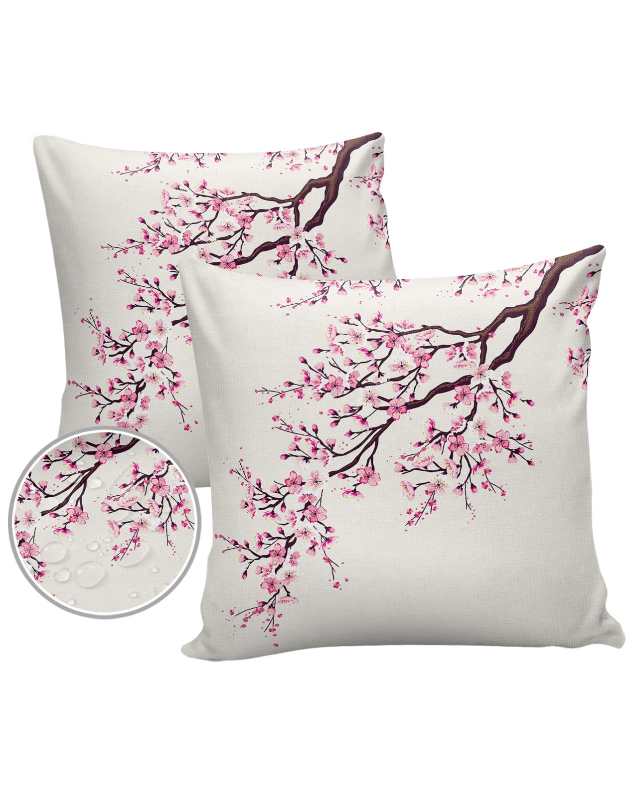 Japanese Cherry Blossom Floral Cotton Polyester Euro Pillowcase Set