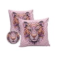 thumbnail image 1 of Pack of 2 Outdoor Pillow Covers, Pink Tiger Head Pink Buffalo Plaid Waterproof Square Throw Pillowcase Cushion Decorative Pillow Covers for Couch Patio Tent, 24x24 in, 1 of 6