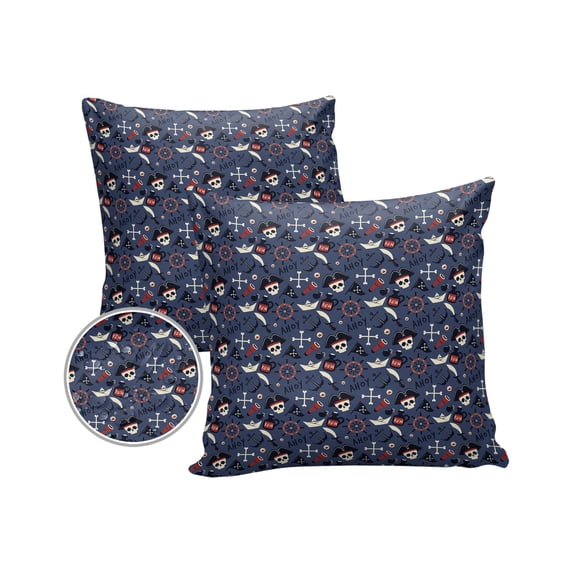 Pack of 2 Outdoor Pillow Covers, Pirate Theme Flag Sword and Telescope Waterproof Square Throw Pillowcase Cushion Decorative Pillow Covers for Couch Patio Tent, 20x20 in