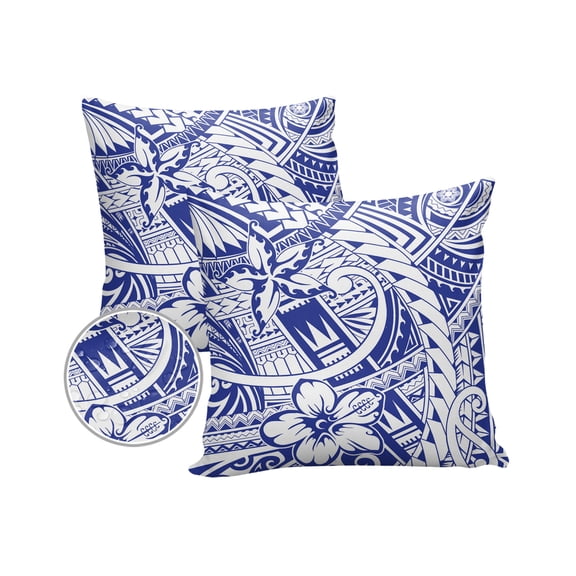 Pack of 2 Outdoor Pillow Covers, Polynesian Pattern Lines Tribal Waterproof Square Throw Pillowcase Cushion Decorative Pillow Covers for Couch Patio Tent, 24x24 in