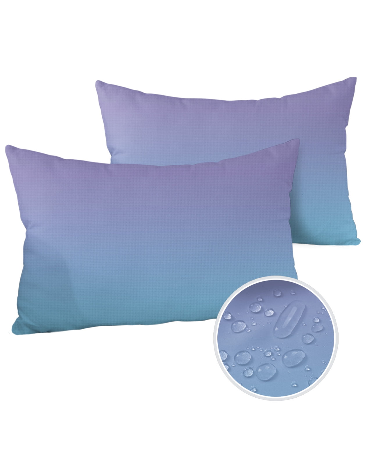 Pack of 2 Outdoor Pillow Covers, Purple and Blue Gradient Waterproof Square Throw Pillowcase Cushion Decorative Pillow Covers for Couch Patio Tent, 20x12 in