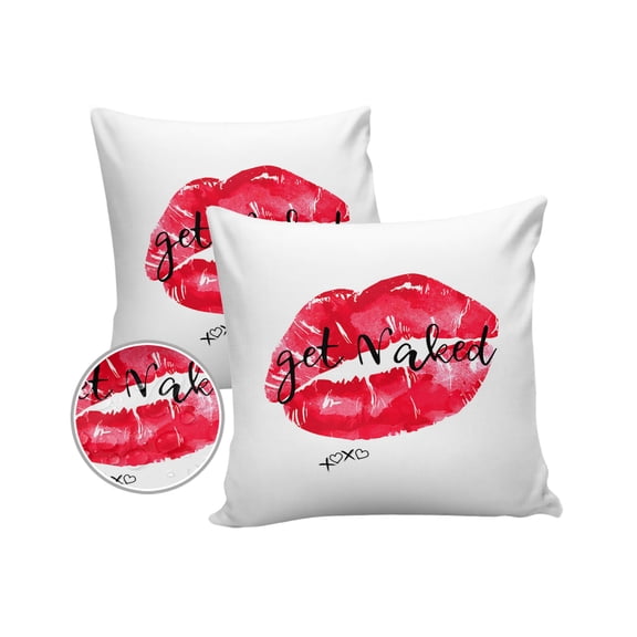 Pack of 2 Outdoor Pillow Covers, Red Funny Lips Kiss Watercolor Retro Painting Waterproof Square Throw Pillowcase Cushion Decorative Pillow Covers for Couch Patio Tent, 16x16 in